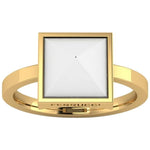 White Agate Pyramid Solitaire 18 Karat Yellow Gold Ring