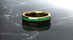 1.3 Carat Emeralds Black diamonds Pavé Eternity Ring in 18 Karat Yellow Gold