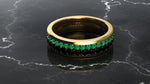 1.3 Carat Emeralds Black diamonds Pavé Eternity Ring in 18 Karat Yellow Gold