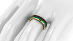 1.3 Carat Emeralds Black diamonds Pavé Eternity Ring in 18 Karat Yellow Gold