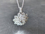 Diamond Flower cluster necklace in 18k white gold