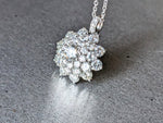 Diamond Flower cluster necklace in 18k white gold