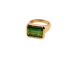 7.94 ct Green Tourmaline in 18k Yellow gold ring setting