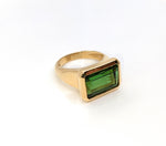 7.94 ct Green Tourmaline in 18k Yellow gold ring setting