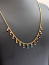 Multicolor natural Sapphire baguettes necklace in 18k yellow gold