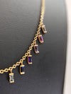Multicolor natural Sapphire baguettes necklace in 18k yellow gold