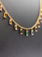 Multicolor natural Sapphire baguettes necklace in 18k yellow gold