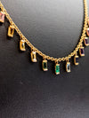Multicolor natural Sapphire baguettes necklace in 18k yellow gold