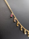 Multicolor natural Sapphire baguettes necklace in 18k yellow gold