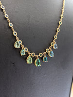 4.95 carat Sapphire Emerald Aquamarine Tourmaline necklace 18k yellow gold