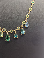 4.95 carat Sapphire Emerald Aquamarine Tourmaline necklace 18k yellow gold