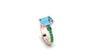 3.09 carats blue natural Aquamarine ring in 18k Rose gold and green Emerald pave'