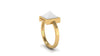 White Agate Pyramid Solitaire 18 Karat Yellow Gold Ring