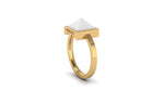White Agate Pyramid Solitaire 18 Karat Yellow Gold Ring