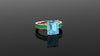 3.09 carats blue natural Aquamarine ring in 18k Rose gold and green Emerald pave'