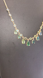 4.95 carat Sapphire Emerald Aquamarine Tourmaline necklace 18k yellow gold