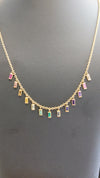 Multicolor natural Sapphire baguettes necklace in 18k yellow gold