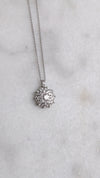 Diamond Flower cluster necklace in 18k white gold