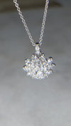 Diamond Flower cluster necklace in 18k white gold