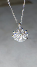 Diamond Flower cluster necklace in 18k white gold
