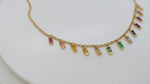 Multicolor natural Sapphire baguettes necklace in 18k yellow gold