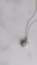 Diamond Flower cluster necklace in 18k white gold