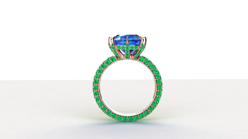 Custom 18k Rose gold Setting 2.10 carat Emeralds