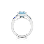 4.58 Carat Emerald Aquamarine 0.40 Carat Baguette Diamonds Cocktail Ring - FERRUCCI & CO. Jewelry
