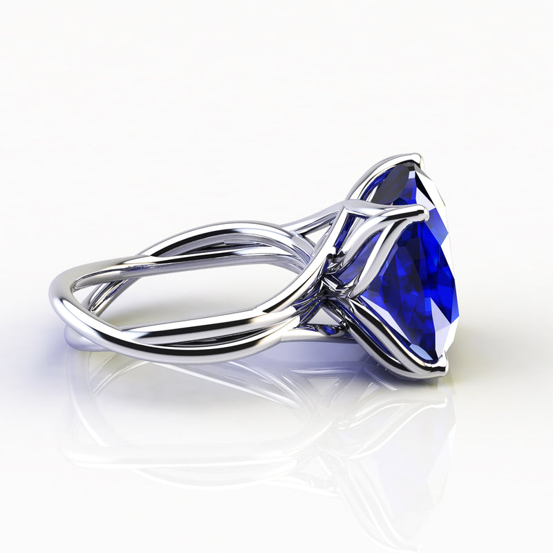 GIA Certified 9.61 carat Tanzanite Cushion Cut in 18 Karat gold cocktail ring - FERRUCCI & CO. Jewelry