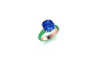 7.89 ct Sapphire in custom 2.1 carats Emeralds 18k Rose gold setting