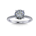 GIA Certified 1.5 carat Diamond with diamonds on the shank 18k white gold - FERRUCCI & CO. Jewelry