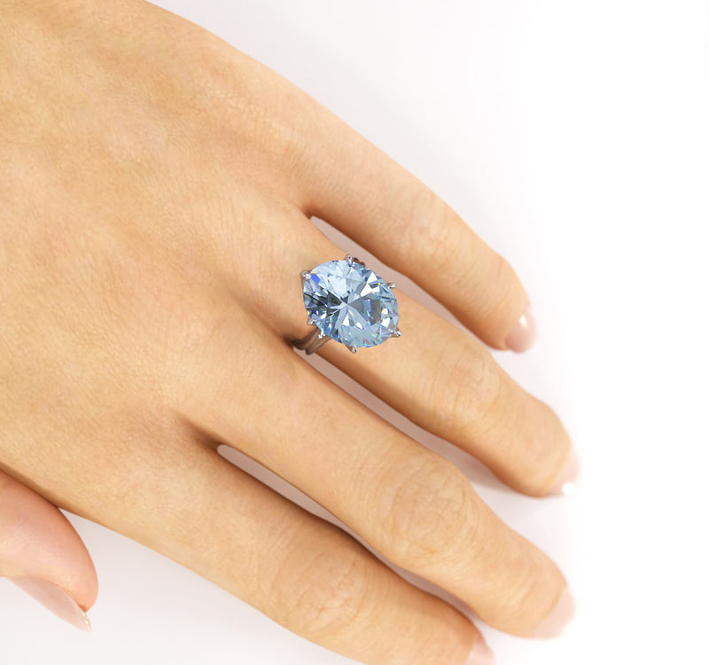 13.05 Carat Oval Aquamarine in 18 Karat White Gold - FERRUCCI & CO. Jewelry