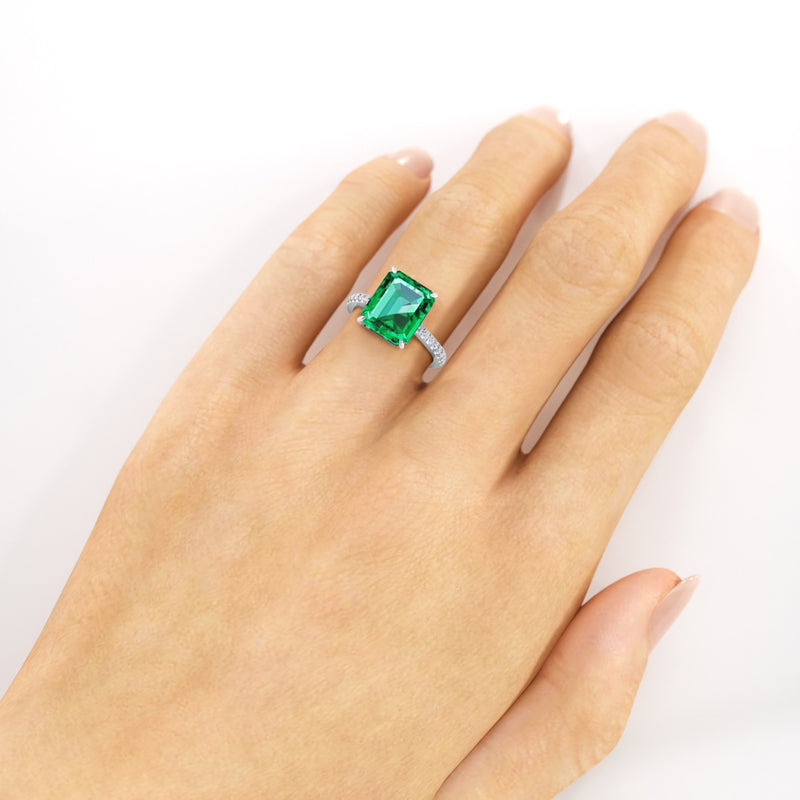 GIA Certified 4.53 Carat Emerald Cut Emerald Diamond Platinum Ring - FERRUCCI & CO. Jewelry