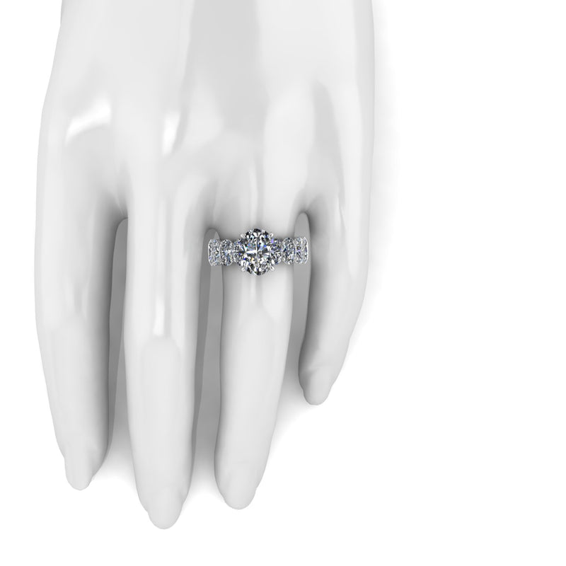2.5 carat Oval Diamond with 5+ Carat Oval Eternity White Diamonds Platinum 950