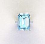 17.4 Carat Emerald Cut Aquamarine Platinum Cocktail Ring