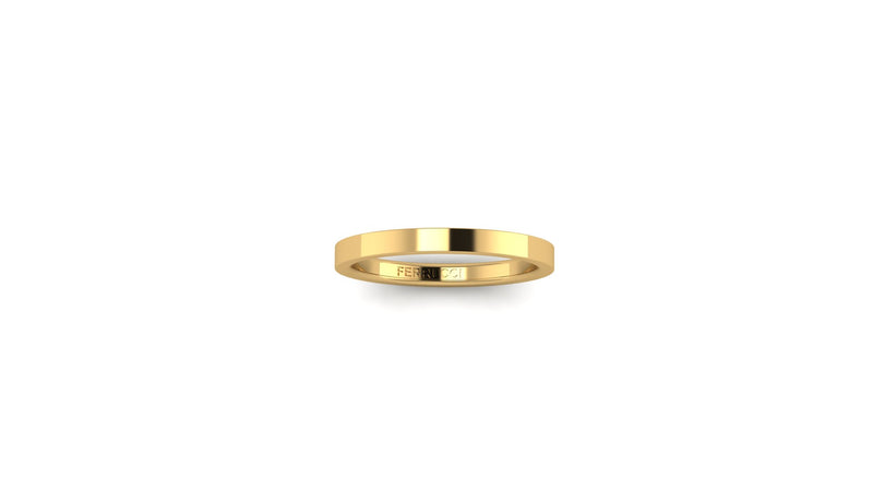 18 Karat Yellow Gold 2mm Square Band