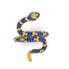 1.35ct Blue and Yellow Sapphires Pave' Snake Diamonds 14k Yellow Gold Ring