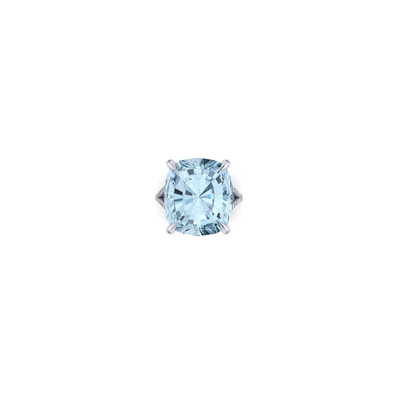 22.10 Carat Natural Aquamarine and Diamonds in 18 Karat white gold Ring - FERRUCCI & CO. Jewelry