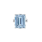 12.45 Carat Emerald Cut Aquamarine Platinum Cocktail Ring - FERRUCCI & CO. Jewelry