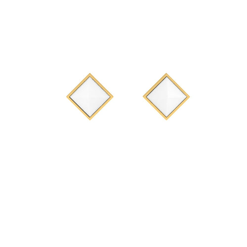 Ferrucci White Agate Pyramids 18 Karat Yellow Gold Stud Earrings - FERRUCCI & CO. Jewelry