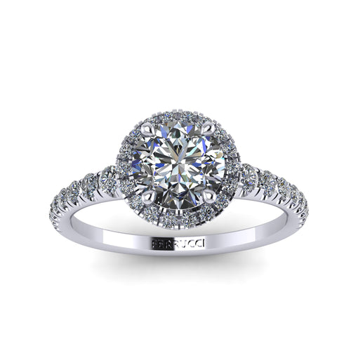 1.36 GIA Certified Round brilliant cut diamond in Platinum 950 engagement ring - FERRUCCI & CO. Jewelry