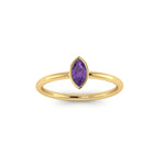 Ferrucci Purple Ametyst Marquise 18 Karat Yellow Gold Low Setting Style Ring - FERRUCCI & CO. Jewelry