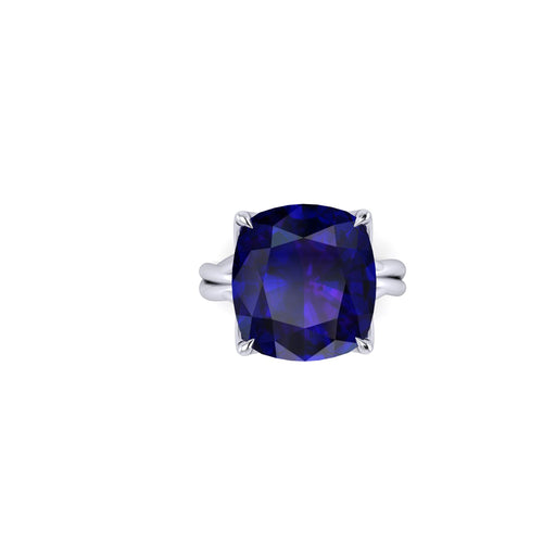GIA Certified 9.61 carat Tanzanite Cushion Cut in 18 Karat gold cocktail ring - FERRUCCI & CO. Jewelry