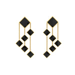 Ferrucci Black Onyx Pyramids Dangling 18 Karat Yellow Gold Chandelier Earrings - FERRUCCI & CO. Jewelry