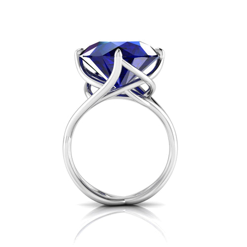 9.20 Carat Tanzanite Round Cut in 18 Karat White Gold Cocktail Ring - FERRUCCI & CO. Jewelry