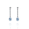 4.60 Carat Oval Aquamarine 1.10 Carat Oval Diamond Dangling Earrings in 18K Gold - FERRUCCI & CO. Jewelry