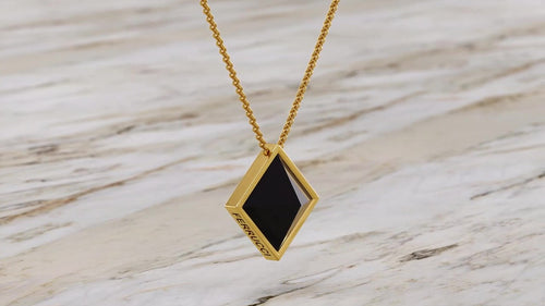 Black Onyx Pyramid Necklace Pendant 18 Karat Yellow Gold - FERRUCCI & CO. Jewelry