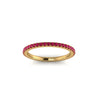 18 Karat Yellow Gold Thin Ruby Pavé Stackable Band Ring