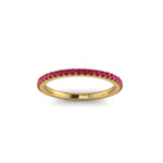 18 Karat Yellow Gold Thin Ruby Pavé Stackable Band Ring