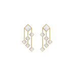 Ferrucci White Agate Pyramids Dangling 18 Karat Yellow Gold Chandelier Earrings - FERRUCCI & CO. Jewelry